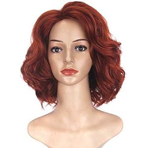 Infinity War Cosplay Wig Black Widow Wig Natasha Romanoff Short Curly Heat Resistant Synthetic Hair Wigs + Wig Cap