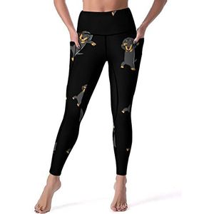 Teckel cropped dames yogabroek hoge taille legging buikcontrole workout running leggings XL