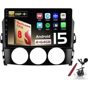 Android 15 Autoradio Sat Navi voor M-azda CX-5(2008-2015) 9 Inch Touchscreen Multimedia Speler met Draadloze Carplay GPS Navigatie FM RDS Bluetooth 5G-WiFi SWC DSP,M600s