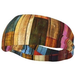 Kleurrijke houten sporthoofdband, hoofdband zweetafvoerende haarbanden, sport zweetband voor hardlopen, tennis, bodybuilding, yoga, fietsen, uniseks haarband