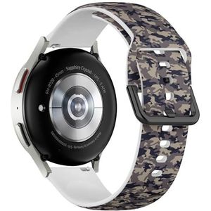Sportieve zachte band compatibel met Samsung Galaxy Watch 6 / Classic, Galaxy Watch 5 / PRO, Galaxy Watch 4 Classic (camouflage militair) siliconen armband accessoire