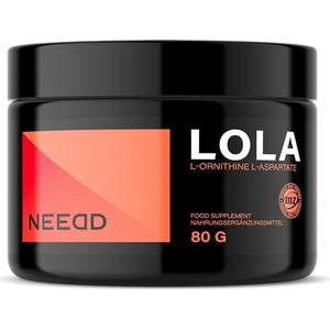 LOLA (L-Ornithine-L-Aspartaat) Poeder 80g -Mix van twee Aminozuren: Ornithine en L-asparaginezuur 1000 mg per portie - 80 porties per verpakking - Dieetsupplement - by MZ