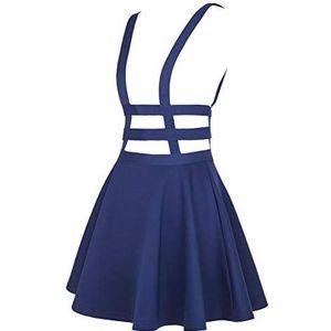 Dames A-lijn Halloween Minirok Broekdrager Rokken(L, Marineblauw)