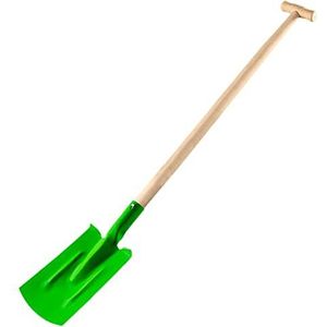 VERTO Rechte spade, houten handvat, T-greep breedte van het werkdeel 18 cm, lengte van het werkdeel 30 cm, totale lengte 117 cm, gewicht: 1,4 kg, gelakte stalen kop