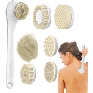 Elektrische lichaamsborstel | Oplaadbare rugschrobber Body Exfoliiating Brush | Back Body Cleaning Massage Borstel - Badmassageborstel, Comfortabele lichaamsreinigingsscrubber, rugscrubber met lange