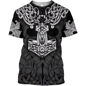 Heren Dames Viking Novelty 3D Print T-shirt - Noorse Mythologie Korte Mouw Casual Tops - Zomer Straatmode Outdoor Streetwear Grote Maat Persoonlijkheid Pullover T-shirts