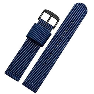 Horlogebandjes voor mannen en vrouwen, horlogeband 18/20/22/24mm Prachtige Vakmanschap Nylon Canvas Heren Sport Horlogeband for Klassiek Analoog horloge (Color : Blue black Clasp, Size : 20mm)
