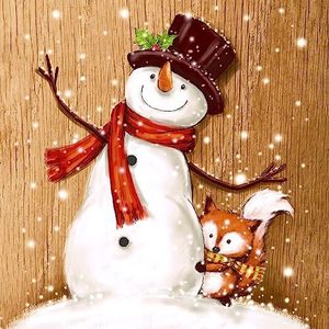20 servetten grappige sneeuwpop met eekhoorntje 33 cm