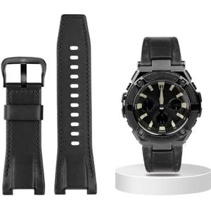 Canvas lederen horlogeband geschikt for Casio G-SHOCK GST-B100 S130 W300GL 400G W330 GST-W120L s120 W130L S100 Serie horloge accessorie (Color : Black black buckle, Size : 26mm)