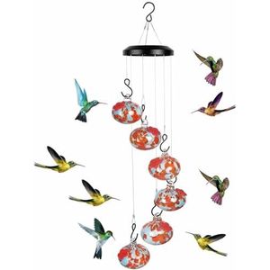 Wind Chime Hummingbird Feeder, Charmante Wind Chimes Kolibrie Feeders Kolibrie Feeders Voor Buiten Hangend Perfect Tuindecor Voor Raam Tuin Patio (Color : Orange)