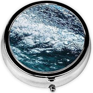Oceaan Water Gedrukt Pil Doos 3 Component Mini Kleine Pil Case Leuke Pil Organizer Draagbare Ronde Pil Container Houder om Vitaminen Medicatie vast te houden