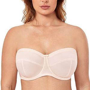 DELIMIRA Strapless-bh Voor Dames Grote Maat Converteerbaar Met Beugel Niet Gewatteerd Roze Wit 95F