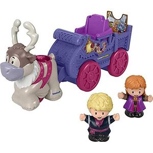 Fisher-Price Little People – Disney Frozen 2 Anna & Kristoff’s Wagon, push-along vehicle with character figures for toddlers and preschool kids