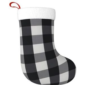 Kfjghhl Zwart En Wit Plaid Grote Xmas Kous Sneeuwpop Gedrukt Patroon Sokken Kerst Opknoping Zakken Home Decoraties