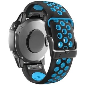 22 26mmQuickFit Siliconen Horlogeband fit for Garmin Instinct 2X Solar Strap Instinct 2 Fenix ​​7 7X 6 6X Horlogeband Armband Accessoires (Color : Black blue, Size : 26mm Fenix 3 3HR)