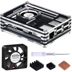 GeeekPi Raspberry Pi 3 B+ behuizing met koelventilator, 3 stuks koellichaam voor model B+, 3B/2B