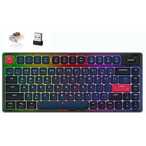 ATTACK SHARK AK832PRO Laag Profiel Mechanisch Toetsenbord, Ultraslank TKL RGB Draadloze Gaming Toetsenbord met 75% Pakking, BT5.1/2.4G/Wired, 81 Key, Opgerolde USB C-kabel voor Mac/Win-Brown Switch