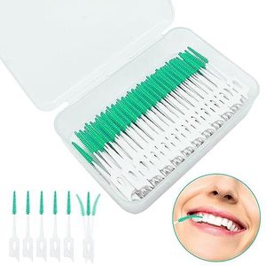 SKHAOVS 280 stuks interdentale borstel, tweeërlei gebruik tandzijde sticks, zachte tandvlees spleet borstel, groene tandfloss picks, reinigingsborstel elastische massage tussen tanden voor orale