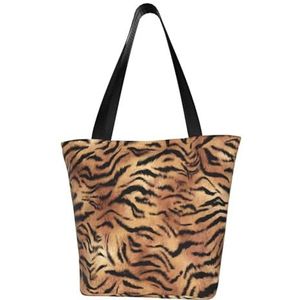 BeNtli Schoudertas, canvas draagtas grote tas vrouwen casual handtas herbruikbare boodschappentassen, tijgerprint, zoals afgebeeld, Eén maat