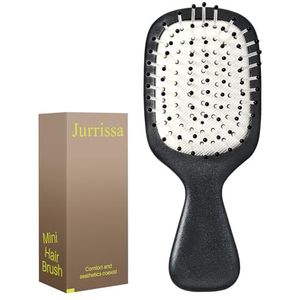 Jurrissa Mini haarborstel voor dames, heren en kinderen, draagbare reismaat haarborstel voor zakken, portemonnee, kleine peddelborstel om te ontwarren, pak voor alle haartypes (1 pak-blauw)