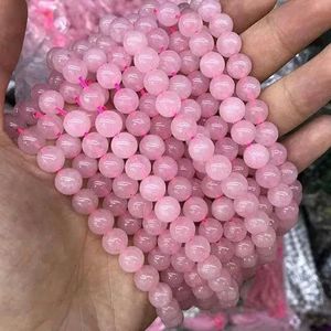 Natuurlijke Roze Kristal Rozenkwarts Steen Ronde Kralen voor Sieraden Maken DIY Armband Ketting 4/6/8/10/12mm Strand 15''-No. 2-10mm 38st Kralen