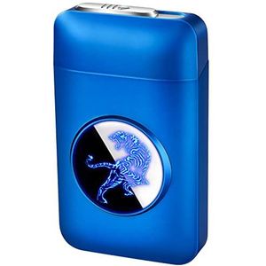 LED Grafische Sigaret Case Aansteker Sigaret Houders Elektrische Creatieve Plasma Arc USB Aansteker en Sigaret Box (blauwe tijger)