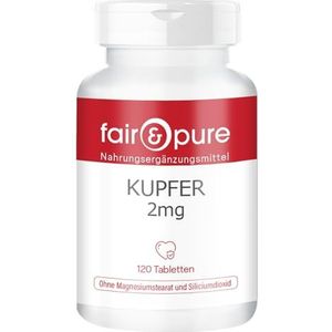 Fair & Pure® - Koper 2mg - koperbisglycinaat - vegan - 120 koper tabletten