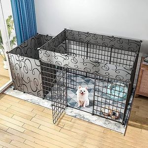 Kleine dierenboxen DIY huisdier box, kleine dieren kooi met deur, binnen/buiten metalen huisdier hek opvouwbare huisdier hond kat puppy box (maat: 165 x 75 x 65 cm)