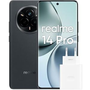 realme 14 Pro + 5G Smartphone, Android Mobiele Telefoon, 8 + 256 GB, 6,83 inch, Sony Ois Camera Met 50 MP, Qualcomm Snapdragon 7s Gen 3 5G, IP69, Scherm Met 120 Hz, 5260 mAh, Grijs (Met Adapter)
