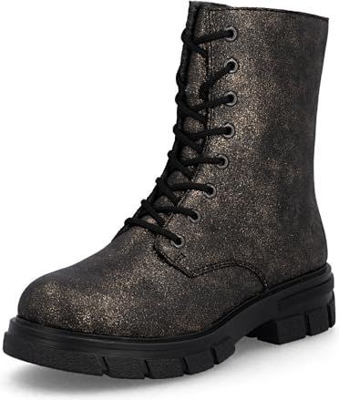 Rieker - Enkellaars - Bronskleur - Metallic - Veterschoenen met Extra Binnenrits
