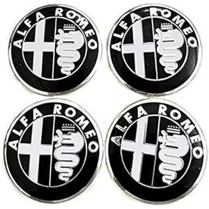 SJZZJMZ 4 stuks auto wielnaafdoppen voor Alfa Romeo 56mm auto wielnaafdoppen vervangende naafdoppen stickers B