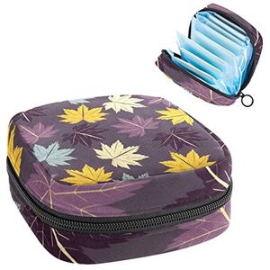Maandverband Opbergtas, Menstruatie Cup Pouch Tampon Bag, Periode Pads Houder Organizer voor Vrouwen Meisjes, Maples Geel Paars Blauw Donkere Kleur