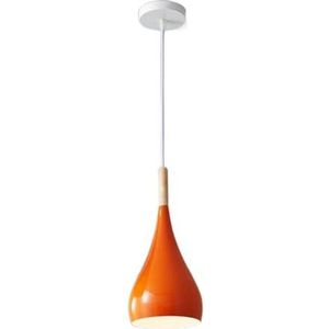LANGDU Scandinavische stijl woondecoratie moderne metalen kroonluchters met houten handvat lampenkap Macaron hanglampen E27 voet hanglamp for keukeneiland studeerkamer woonkamer bar (Color : Orange)