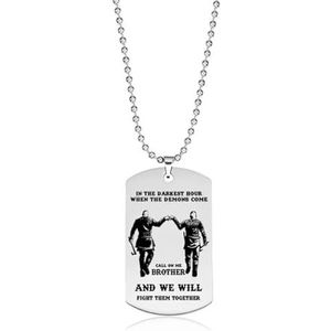 Nieuwe Dog Tag hanger ketting voor mannen motorfiets leger broers soldaat stoere man BFF sieraden in het donkerste uur wanneer demonen