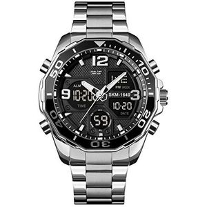 SKMEI Heren Horloges Chronograaf Roestvrij Staal Waterdichte Datum Analoge Quartz Horloge Zakelijke Horloges voor Mannen, ZILVER, armband