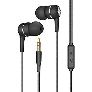 Hoofdtelefoon, hoofdtelefoon met kabel en microfoon 3,5 mm in-ear, magnetische stereo-definitie voor PC en Android mobiele telefoon voor Galaxy, Huawei, Xiaomi etc. (zwart)