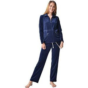 RAIKOU Dames fluweel Huispak Nachtkleding Vrijetijdspak Joggingpak Set,Vrouwen Sportpakken,Dames Pyjama Set,Trainingspak Tweedelig,Met Ritssluiting en Lint (Nachtblauw, 36-38)