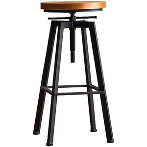 Bar Houten barkruk met voetensteun, ronde zitting for keuken, ontbijtcafé, toonbank, 360° draaibare stoelen, in hoogte verstelbaar Krukken