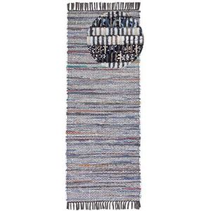 carpetfine Vloerkleed Plat Geweven Kilim Chindi Loper Grijs 60x180 cm | Modern tapijt voor woonkamer en slaapkamer