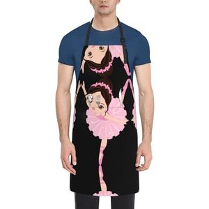 ZhaoYuGoods Mooie roze varkensschorten met zakken voor dames en heren, stijlvolle kookschorten voor keuken tuinieren salon, ideale print schort, Kleine Ballerina Dansende Meisje, Eén maat