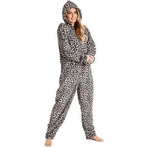 CityComfort Onesies voor dames, zachte comfortabele fleece pyjama, nachtkleding voor dames, pluizige fleece onesie, loungewear, maten S-XL, Bruin, S