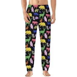Kleurrijke Woodland Animals Heren Pyjama Broek Zachte Lounge Bottoms Lichtgewicht Slaap Broek