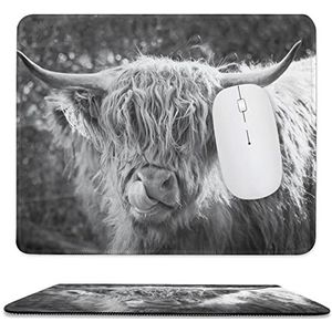 Zwart Wit Highland Koe Muismat Antislip Muismat Rubberen Basis Muismat voor Kantoor Laptop Thuis 9.8""x11.8