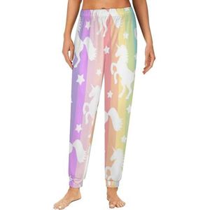 Regenboog eenhoorns dames pyjama lounge broek elastische tailleband nachtkleding broek print