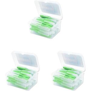3 Set 40 Stuks Interdentale Borstel Soepele Floss Hoofd Push-Pull Plastic Tanden Borstels I Vormige Mondhygiëne Tool Reizen Groen 0.8Mm