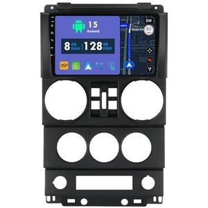 RoverOne 8G+128G CarPlay Stereo voor Jeep Wrangler Rubicon 2008-2010 met Android Auto Radio GPS Navi Bluetooth RDS WiFi Hoofd Unit Multimedia Speler
