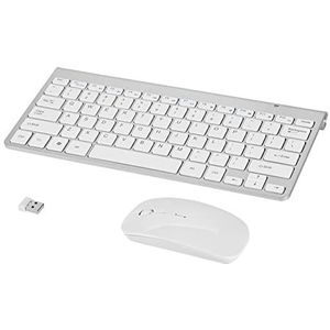 Wireless Keyboard Mouse Set, Slim Waterproof 2,4 GHz Wireless Keyboard and Mouse Kit voor Desktop Laptop Tablet(zilver)