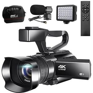 Videocamera, 4K Camcorders videocamera's opname met wifi 30x digitale zoom vlogging camera IR Night Vision draagbare digitale camera(128G SD card,RX-100-Light-Mic)