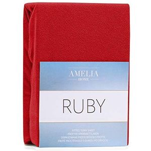 AmeliaHome Hoeslaken 200x220-220x240 cm badstof katoenen hoeslaken, rood