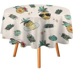 Ananas Patroon Rond Tafelkleed Waterdicht Tafelkleed Polyester Tafelkleed Voor Dining Outdoor Party Picknick 50x50 inch